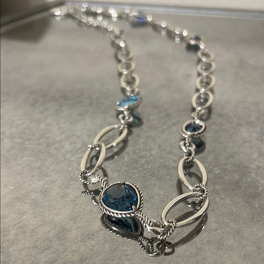 Elegant Silver and Blue Necklace